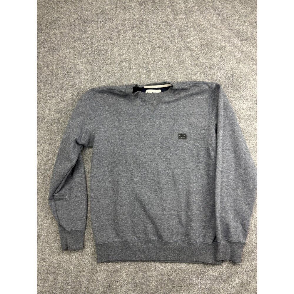 Billabong Sweatshirt Mens Small Gray Fleece Lined Crewneck Logo‎ Patch Casual